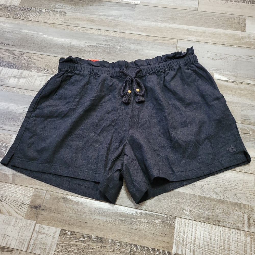 New Hang Ten Santa Teresa Black Linen Shorts Size Medium